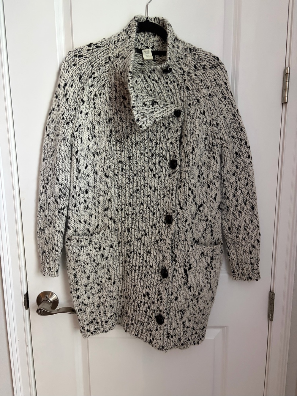 J. Crew Collection Black And White Long Cardigan Coat
